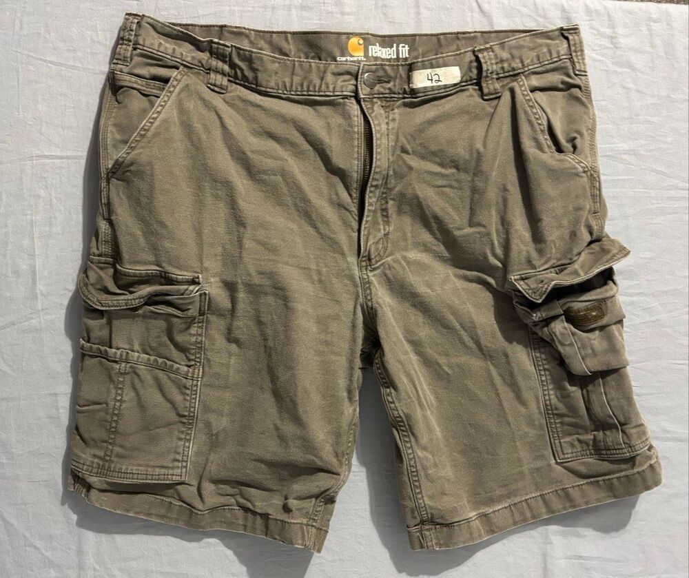 Carhartt Force Relaxed Fit Canvas Cargo Shorts Olive Green Mens Size 42